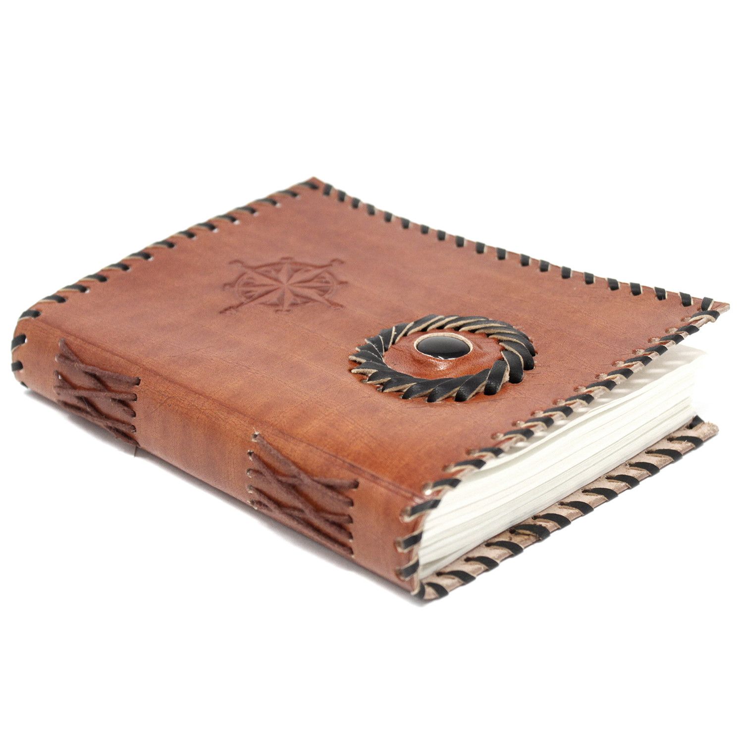 Cuaderno de cuero Onix Negro y bordes - Imagen 2