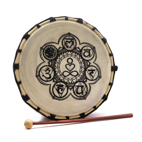 Tambor Chamanico Chakra con Baqueta - 25cm - Imagen 3