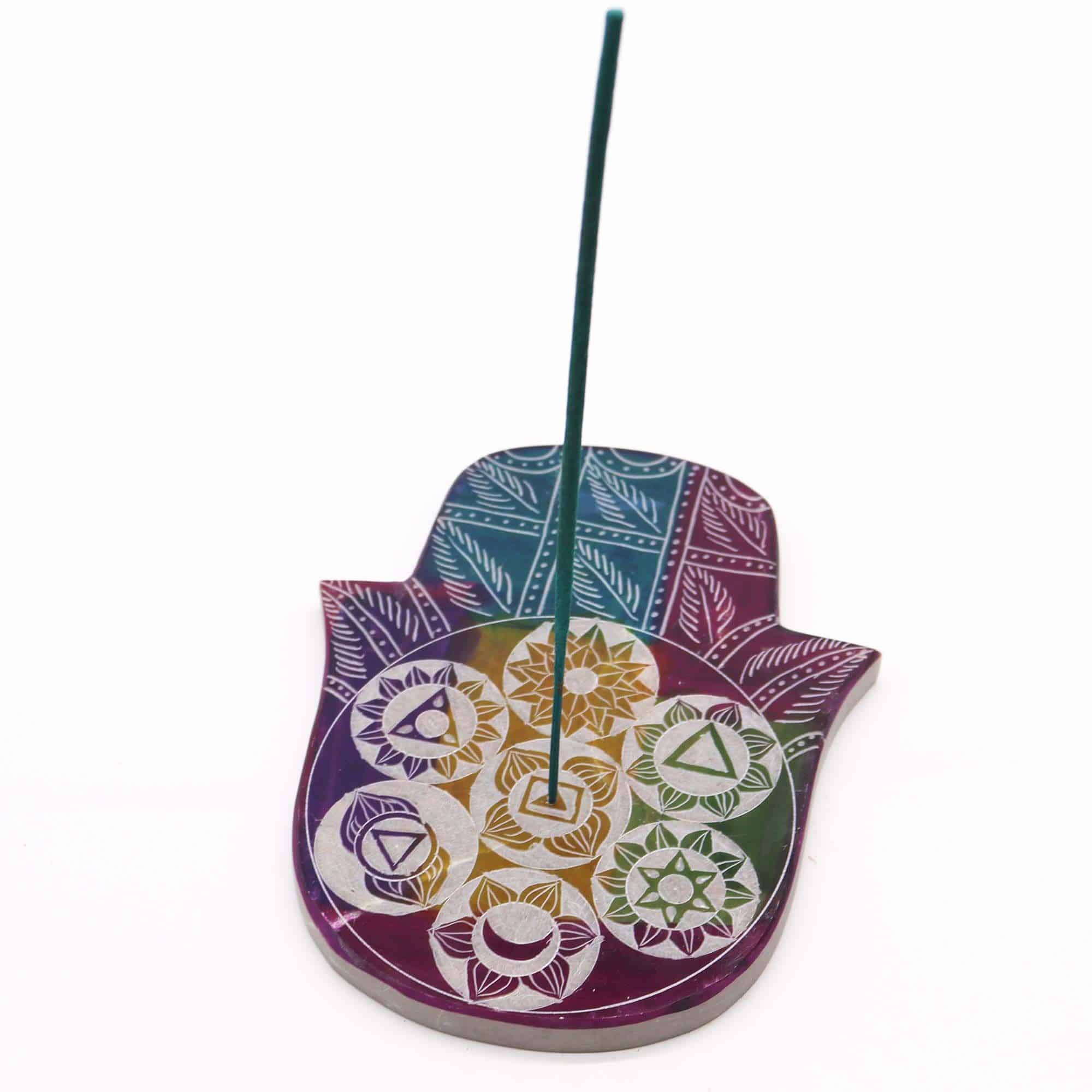 Porta-incienso Hamsa Grande 18x15x1.2cm - 7 Chakra - Imagen 3