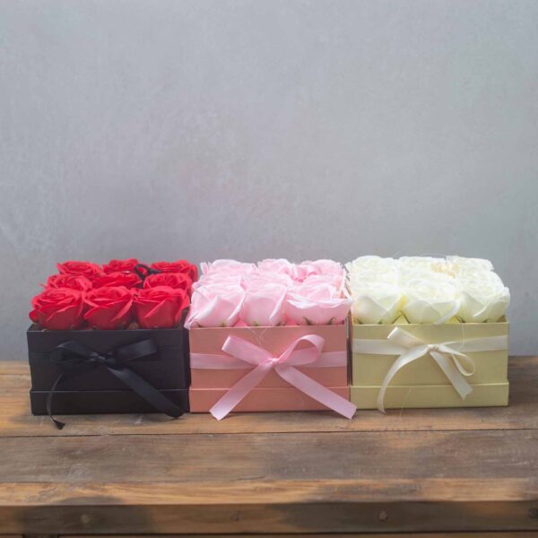 Caja de Regalo - Flor de Jabón  9 Rosas Rosas - cuadrado - Imagen 12