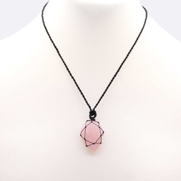 Colgante de lágrima de piedras preciosas entrelazada - Cuarzo rosa - Imagen 3