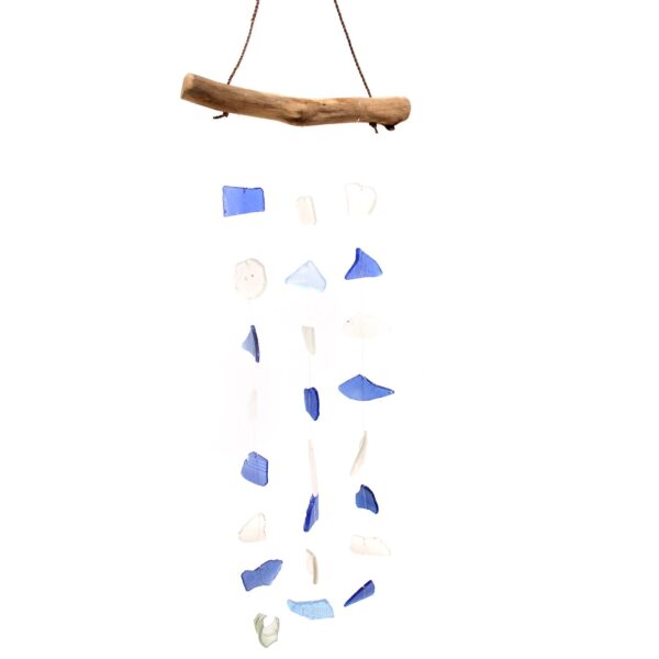 Carillón de vidrio reciclado - Tres cuerdas - Azul y blanco - Imagen 3