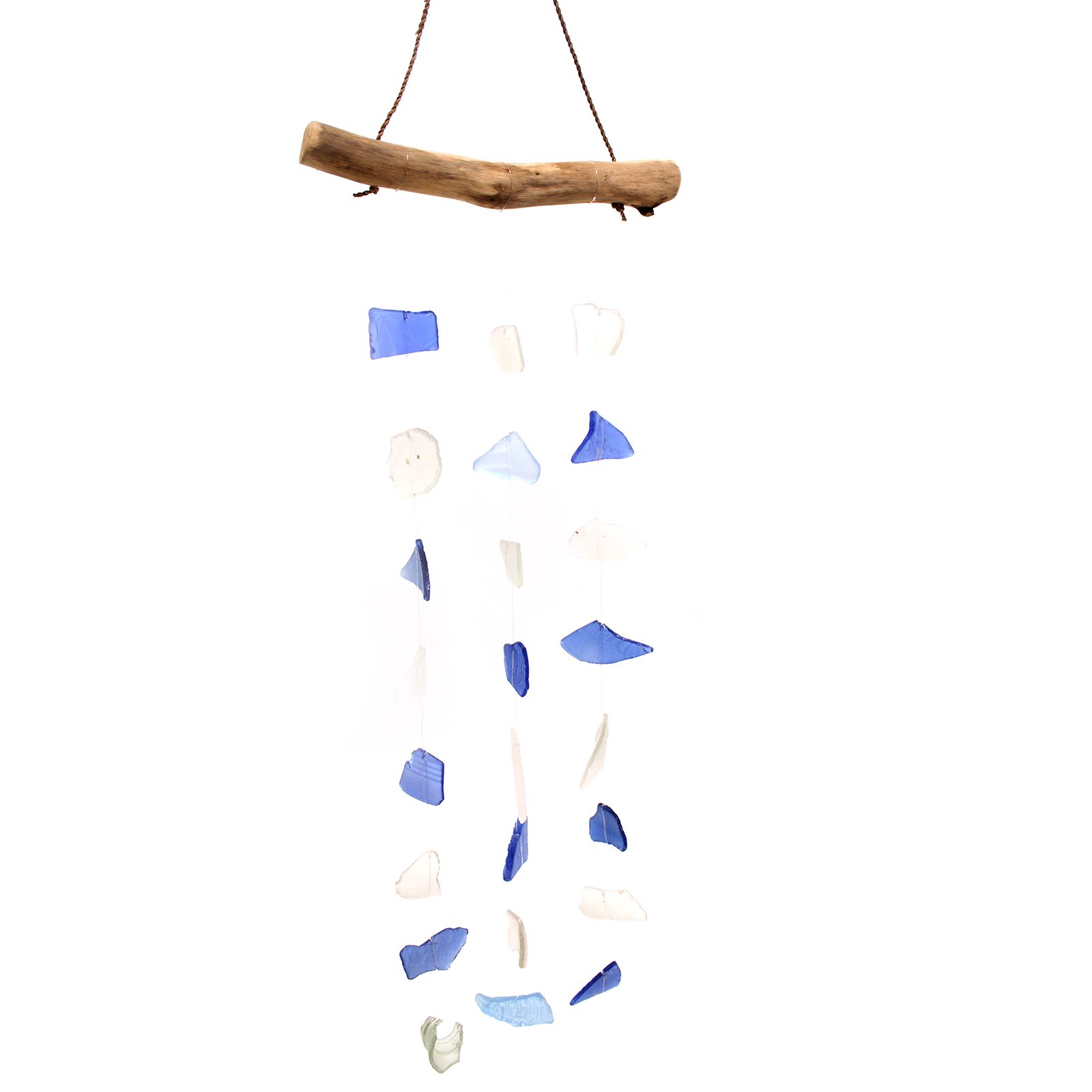 Carillón de vidrio reciclado - Tres cuerdas - Azul y blanco - Imagen 3