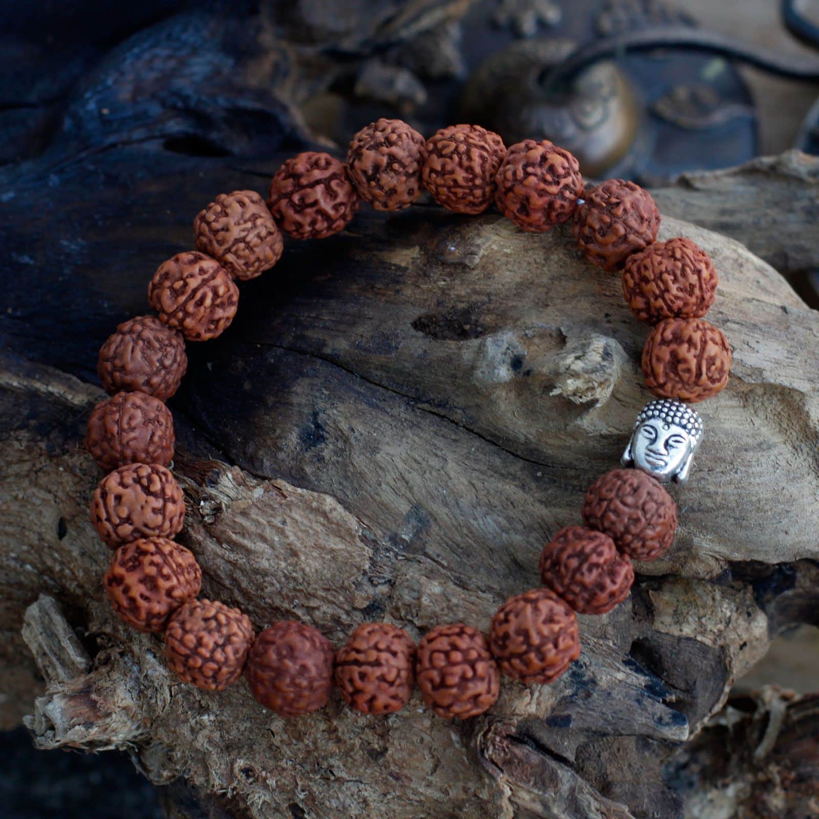 Rudraksha Brazalete de Buda Japa Mala - Marron - Imagen 2