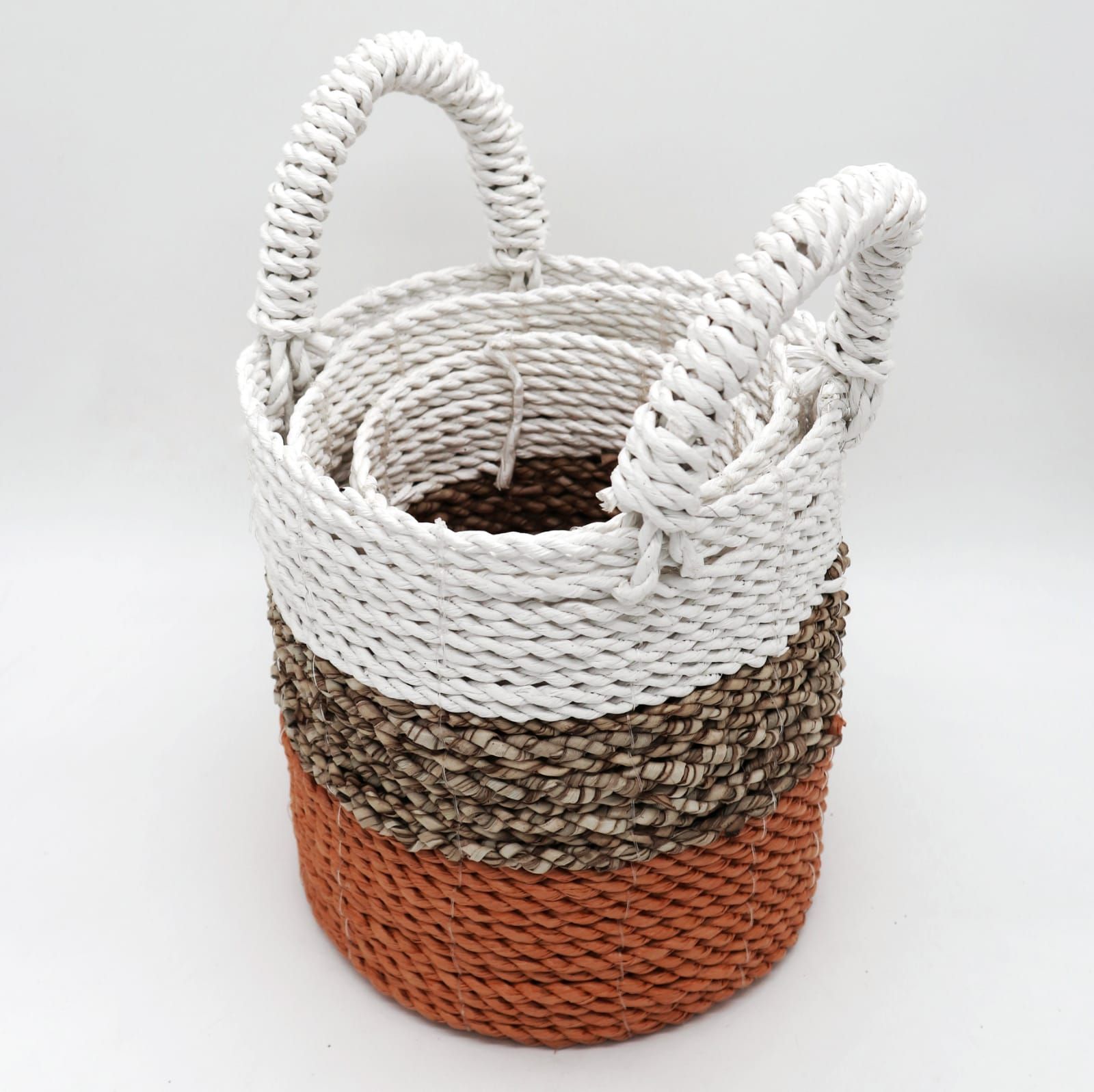 Juego de cestas de algas marinas - Naranja/Natural/Blanco - Imagen 3