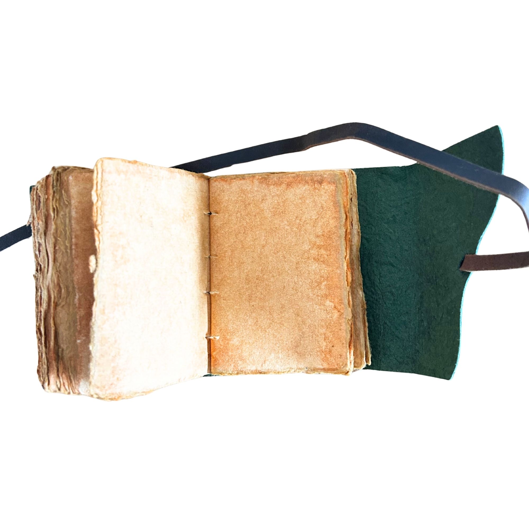 Cuaderno grueso de cuero con borde deckle – Patrón de laberinto verde – 12.7×8.9 cm - Imagen 5