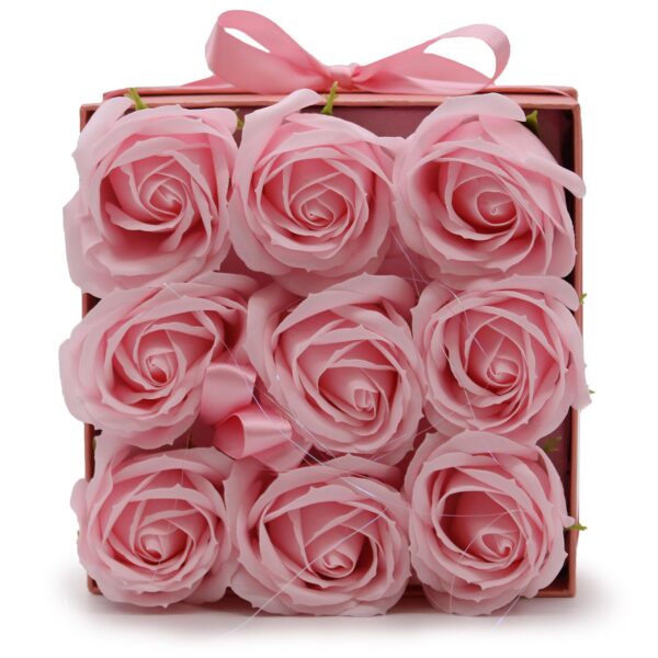 Caja de Regalo - Flor de Jabón  9 Rosas Rosas - cuadrado - Imagen 6