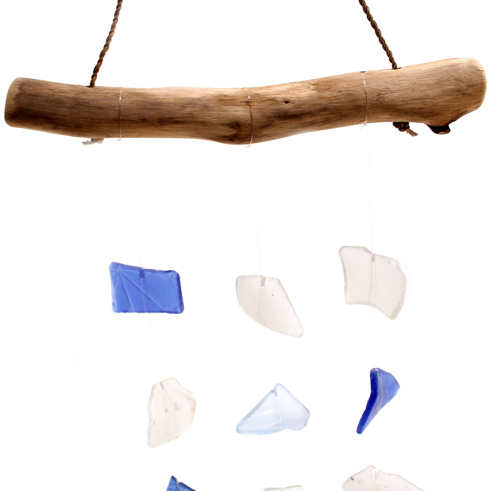 Carillón de vidrio reciclado - Tres cuerdas - Azul y blanco - Imagen 2