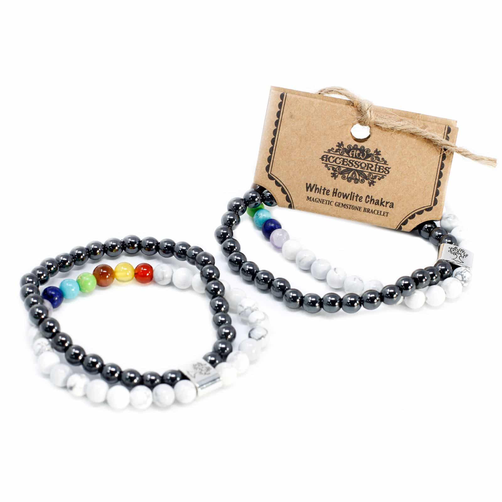 Pulsera de Piedras Preciosas Magnéticas - Chakra Howlita Blanco - Imagen 3