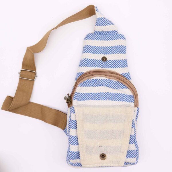 Bolso Bandolera de Algodon Natural - Azul y Blanco - Imagen 2