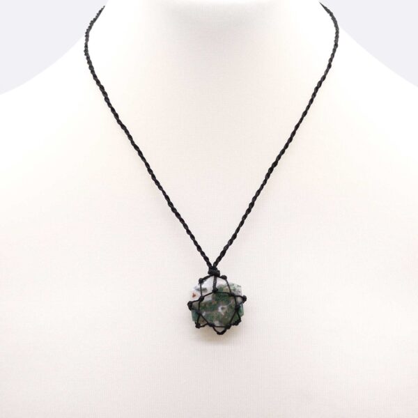 Colgante hexagonal de piedras preciosas entrelazada - Ágata de musgo - Imagen 3