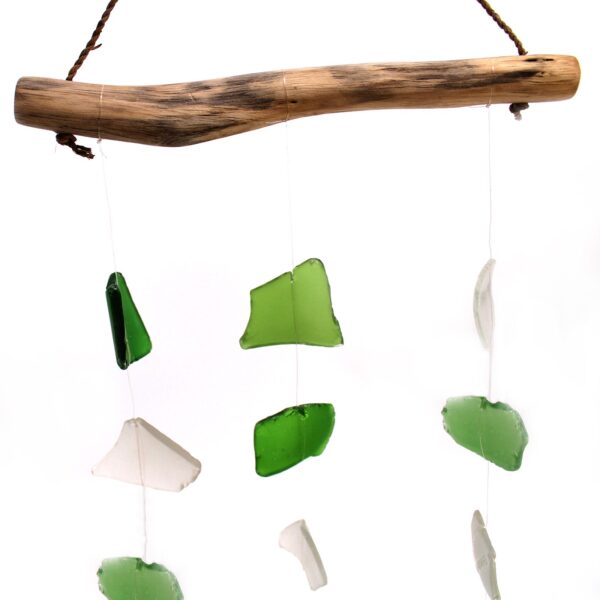 Carillón vidrio reciclado - Tres gotas verde y blanco - Imagen 2