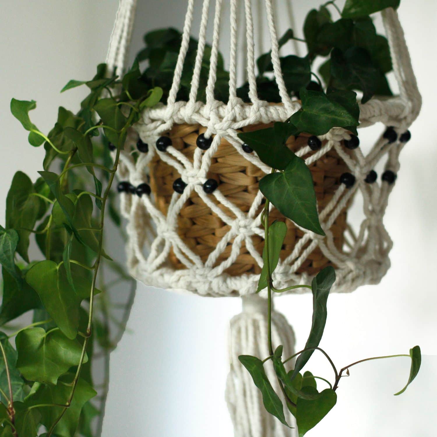Macetero de Macrame - Gran con Cuentas - Imagen 7