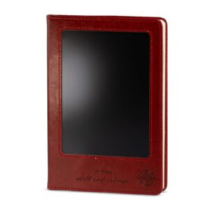 Cuaderno de intenciones A5 - Pantalla LCD borrable - Efecto cuero rojo - 80 hojas
