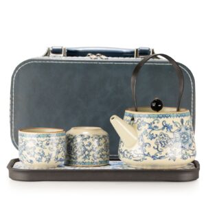 Conjunto de tetera de viaje y dos tazas - China Ru Azul