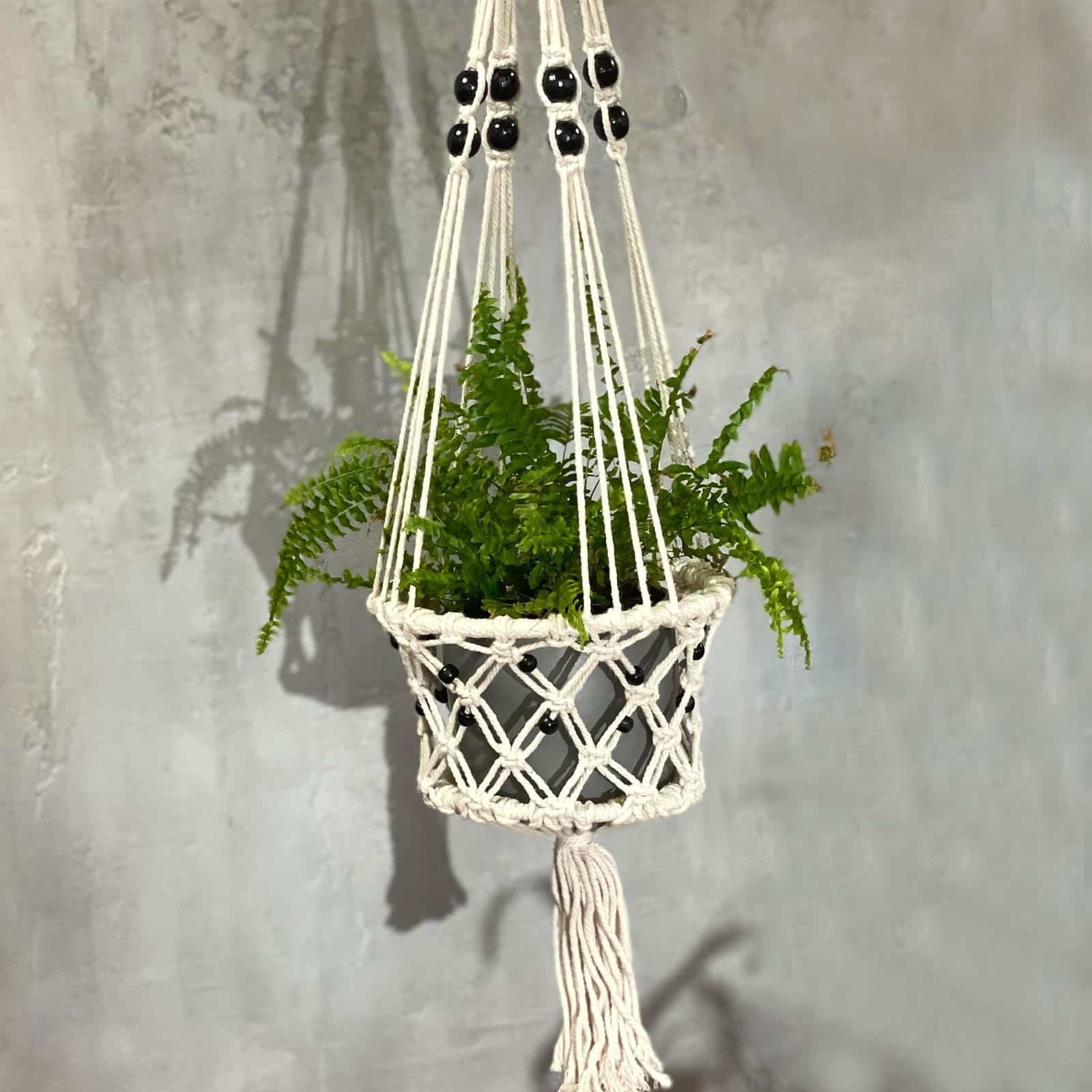 Macetero de Macrame - Gran con Cuentas - Imagen 5