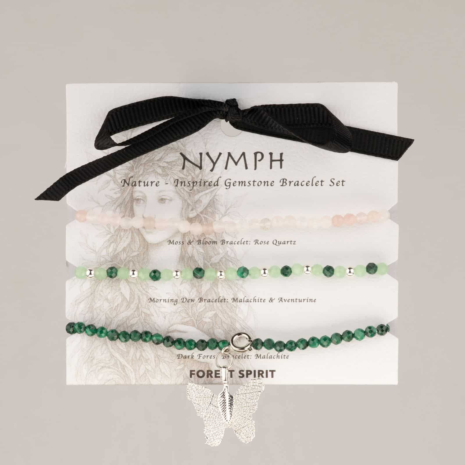 Conjunto de pulseras de gemas del Espíritu de Ninfa - Espíritu del Bosque