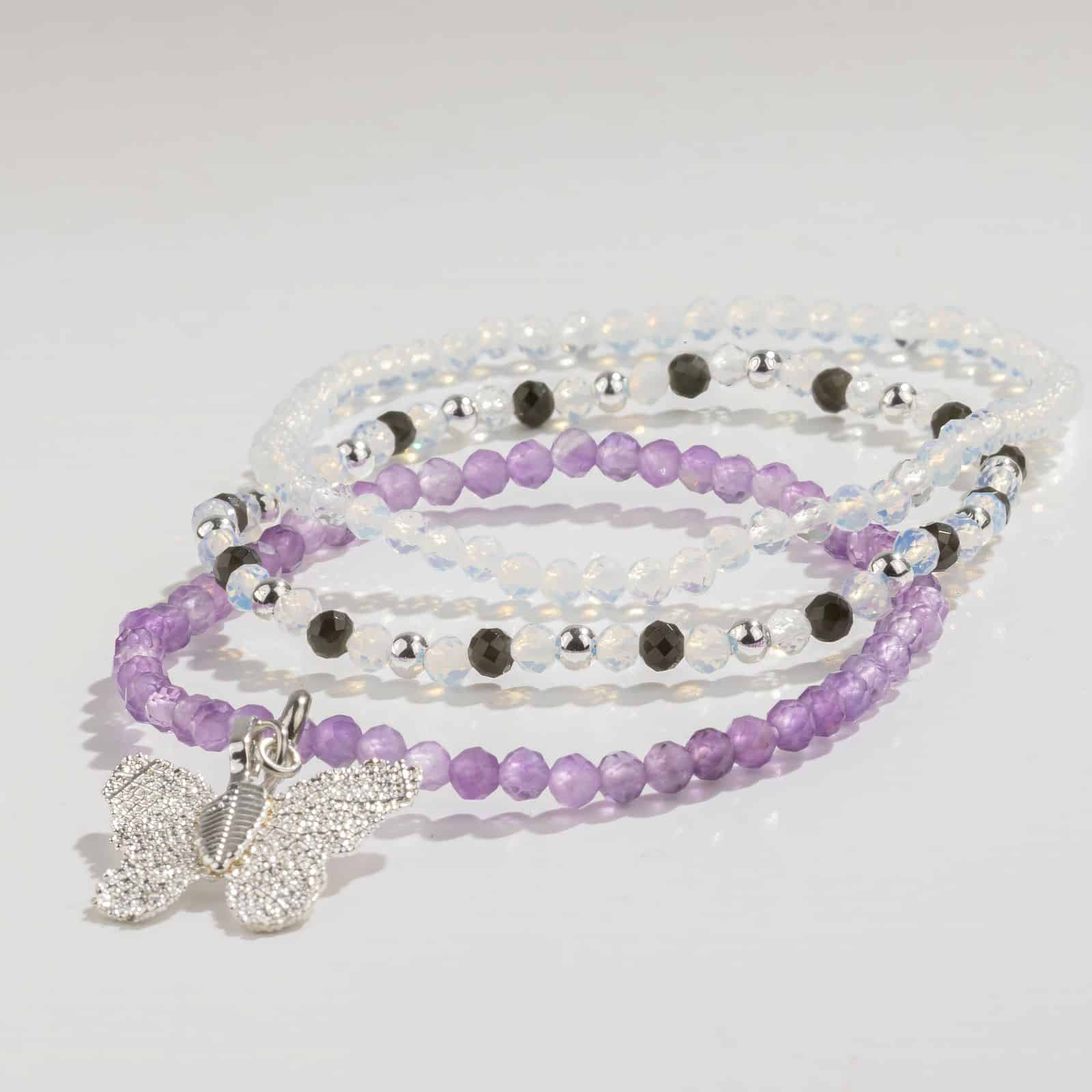 Conjunto de pulseras con piedras preciosas de ninfa espiritual - Luna llena - Imagen 3