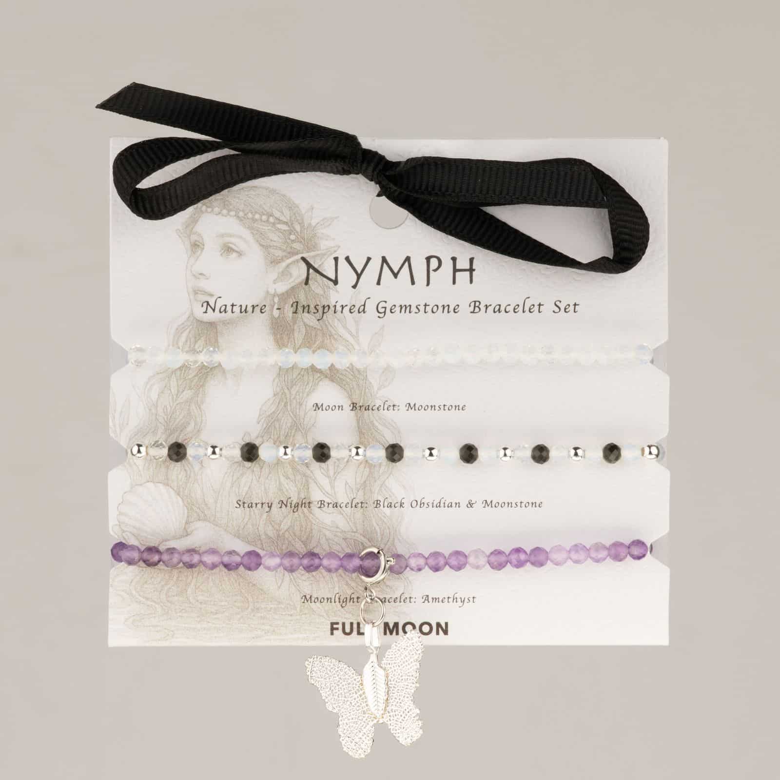 Conjunto de pulseras con piedras preciosas de ninfa espiritual - Luna llena