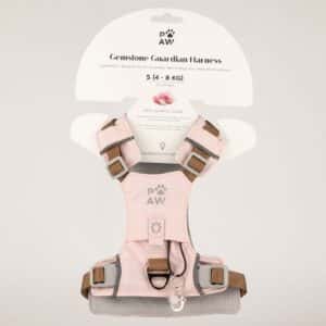 PAW - S (4-8 kg) Arnés de paso para perros Guardian con malla reflectante - Rosa suave - Colgante de cuarzo rosa