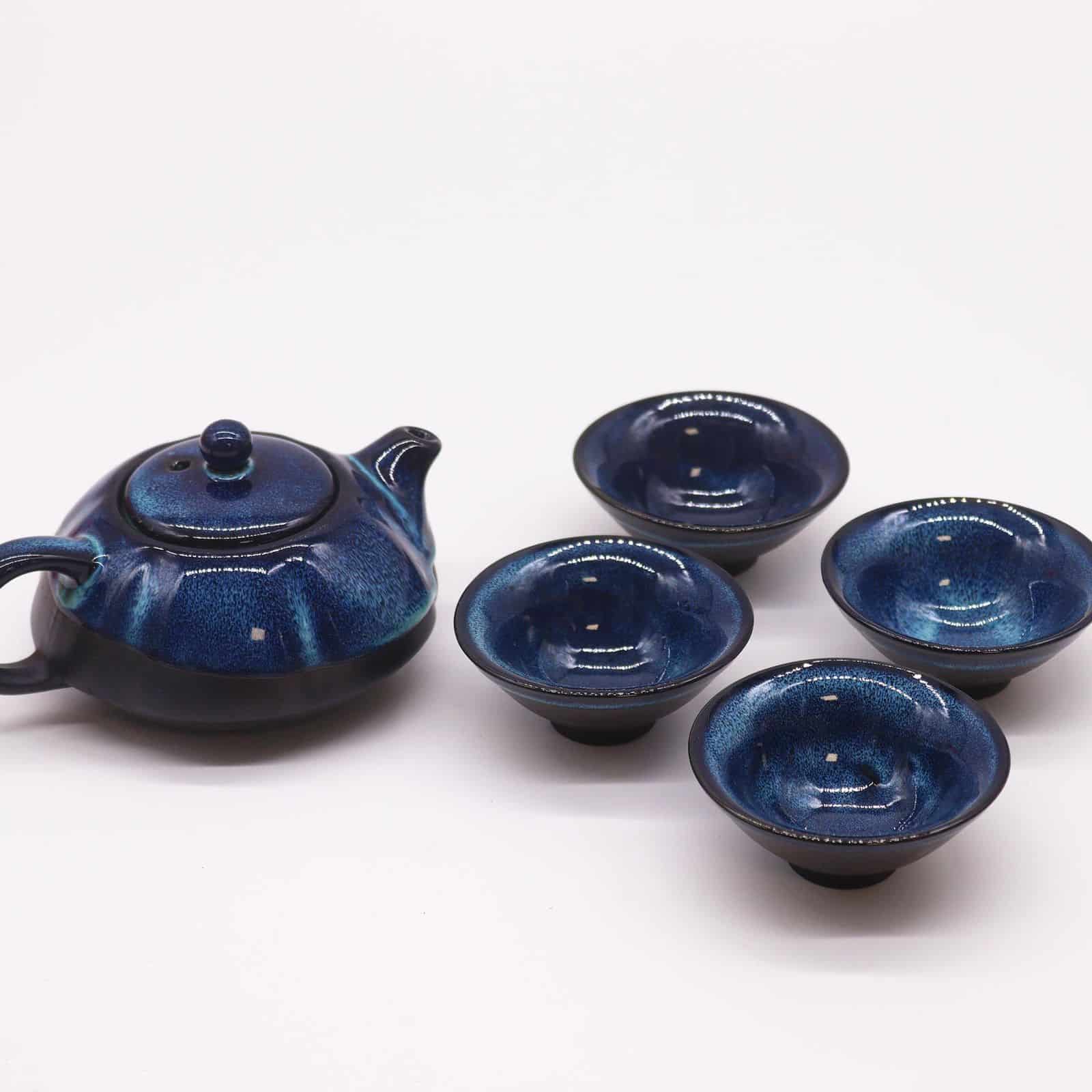 Set de Tetera - Tonos azules - Tetera & Cuatro Tazas - Imagen 3