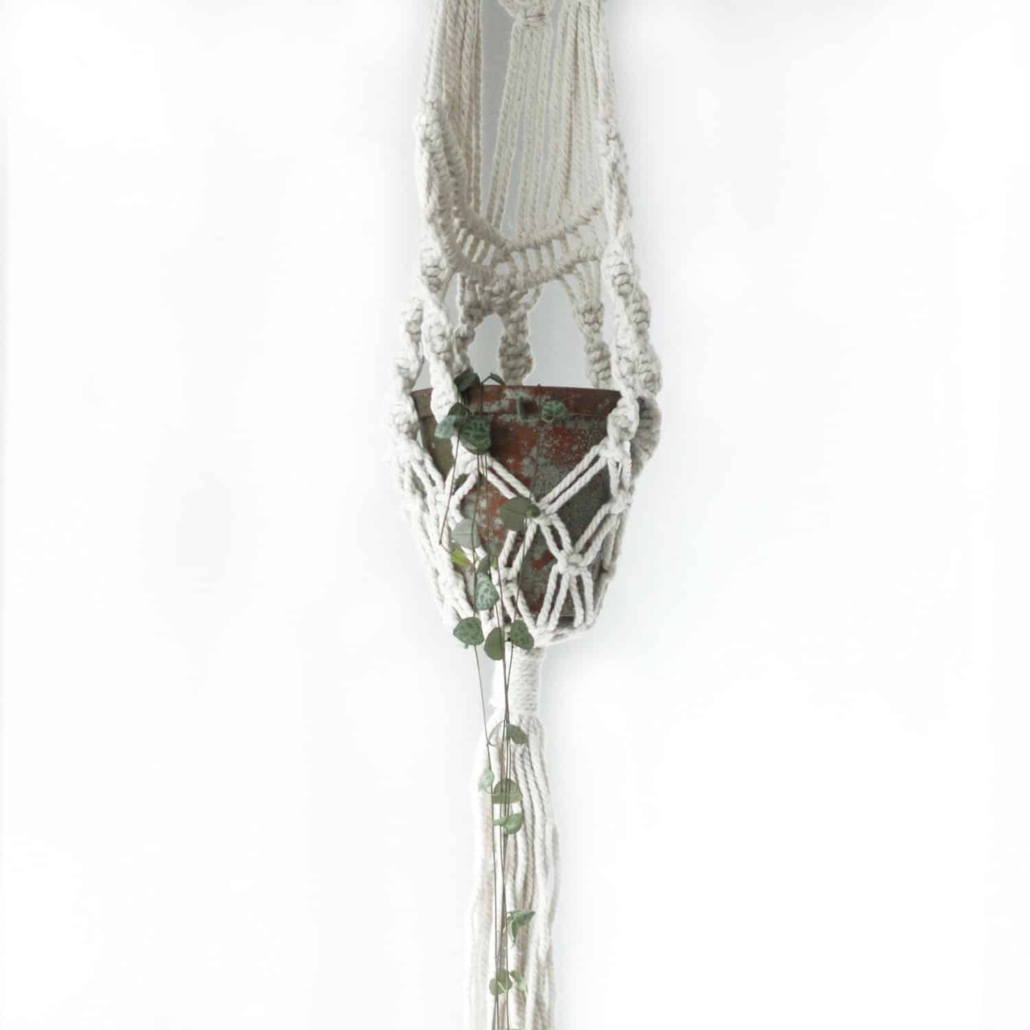 Macetero de Macrame - Largo con Aro de Ratán - Imagen 10