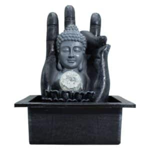 Fuente de agua de mesa con mano y cabeza de Buda (20x25x35 cm)