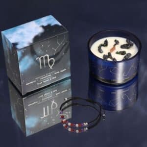 Vela de Cristal del Zodiaco con Pulsera de Piedras Preciosas - Virgo