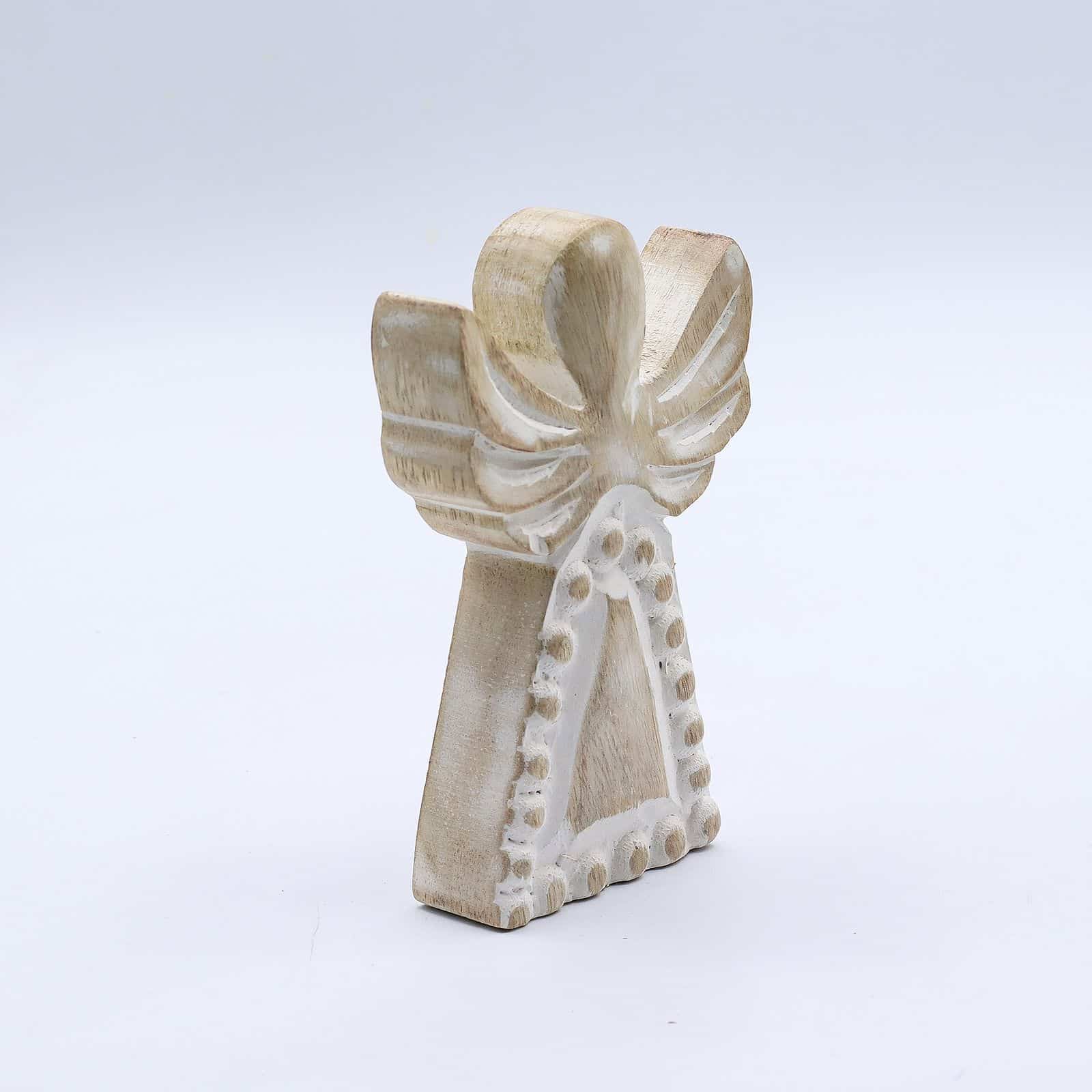 Ángel de madera de mango - lavado blanco - Imagen 2