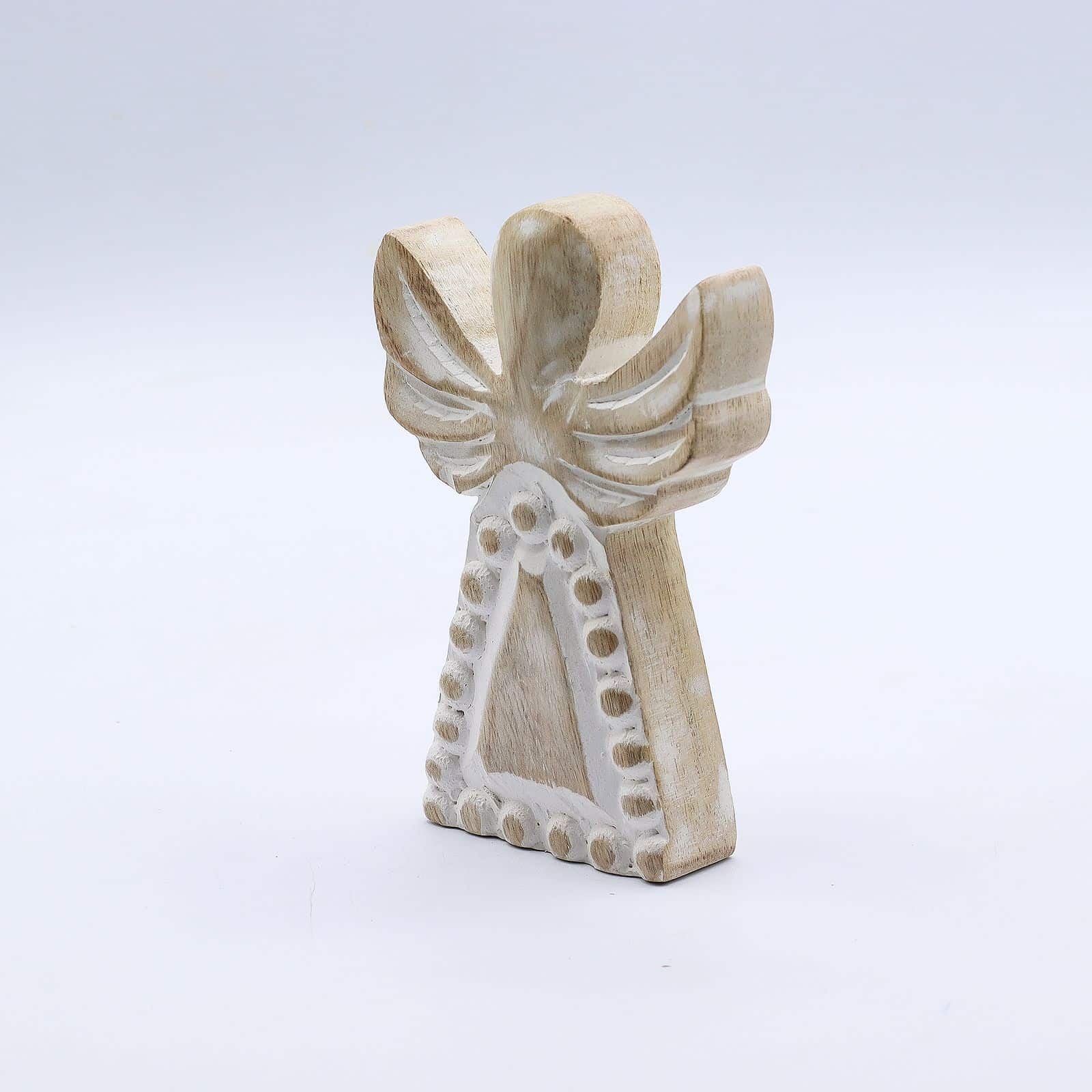 Ángel de madera de mango - lavado blanco - Imagen 3