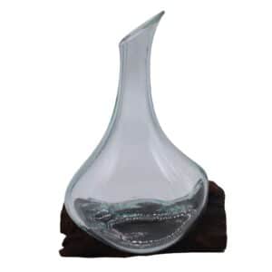 Decantador mini de vidrio fundido sobre madera 20 cm