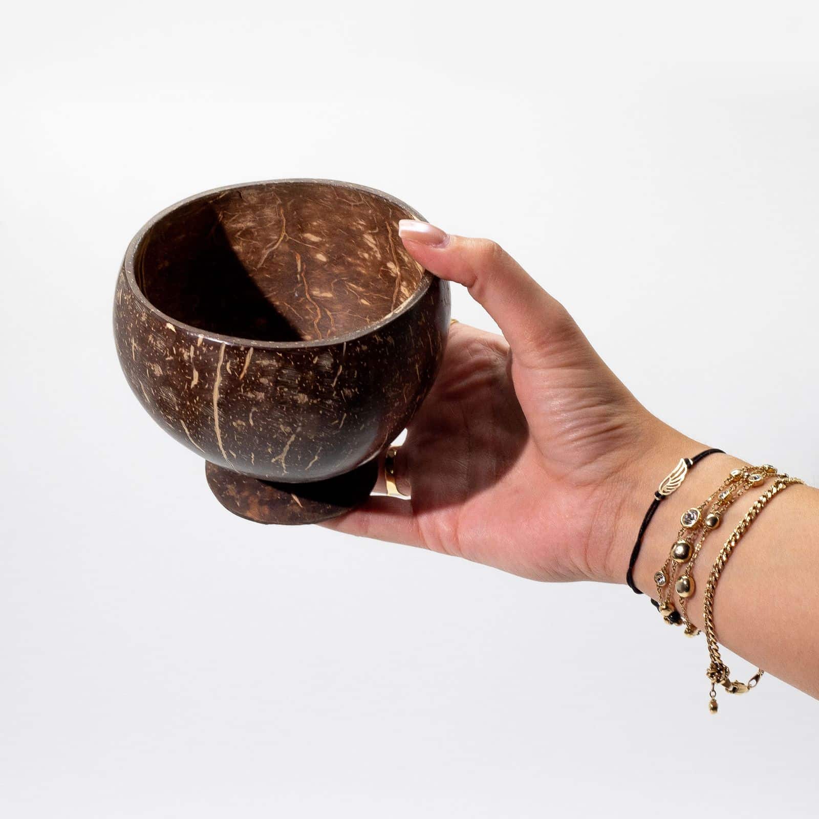 Pequeño tazón de coco natural con soporte - Imagen 3