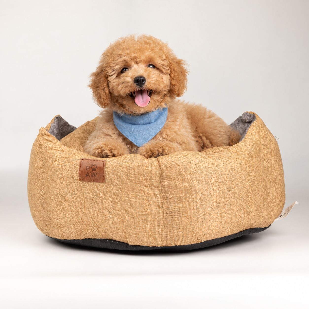 Cama para mascotas – Mediana Corona Real – Arena y Gris – 50 × 50 × 26 cm
