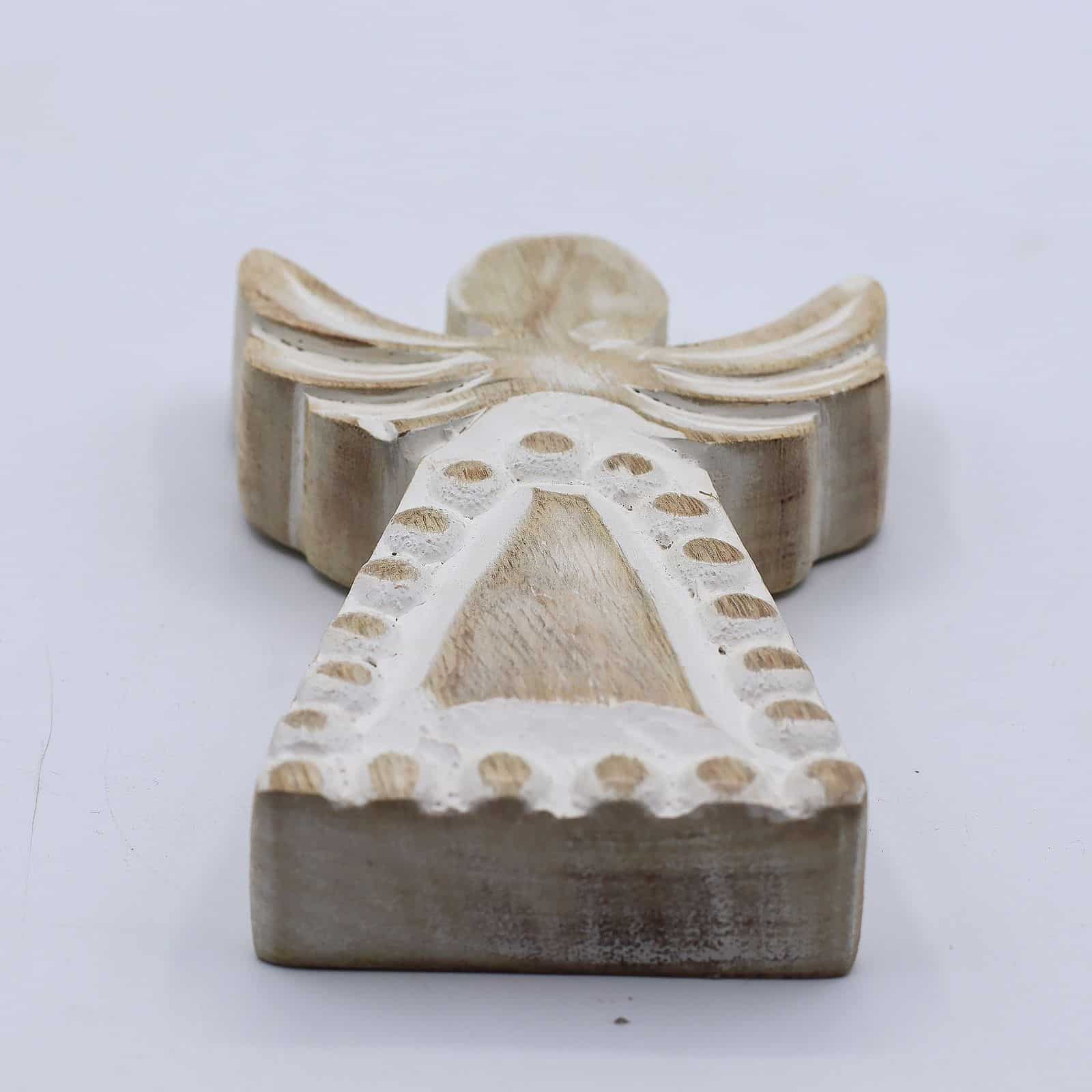 Ángel de madera de mango - lavado blanco - Imagen 5