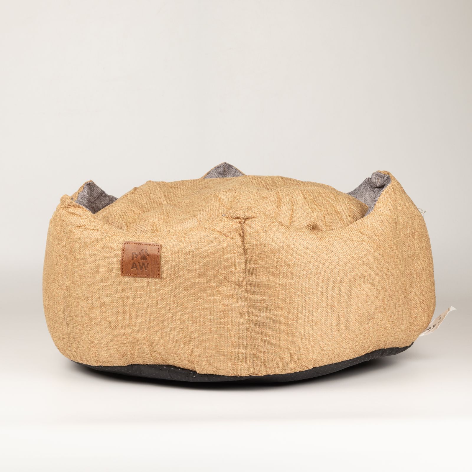 Cama para mascotas – Mediana Corona Real – Arena y Gris – 50 × 50 × 26 cm - Imagen 4