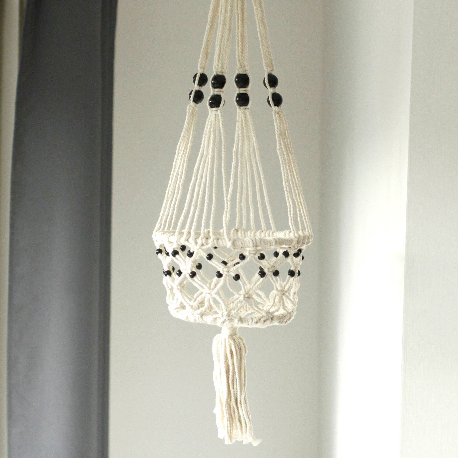 Macetero de Macrame - Gran con Cuentas - Imagen 2