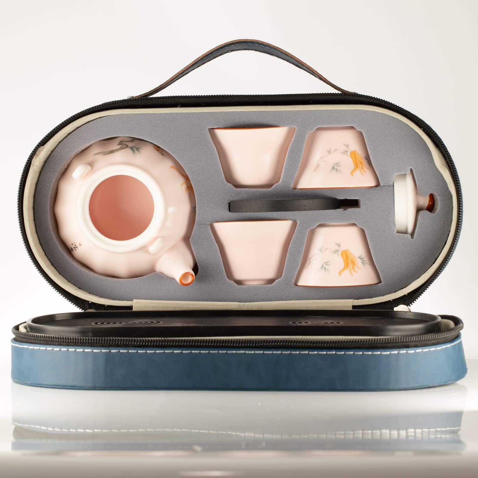 Juego de tetera de viaje y cuatro tazas - Estilo rosa vintage de calabaza - Imagen 5