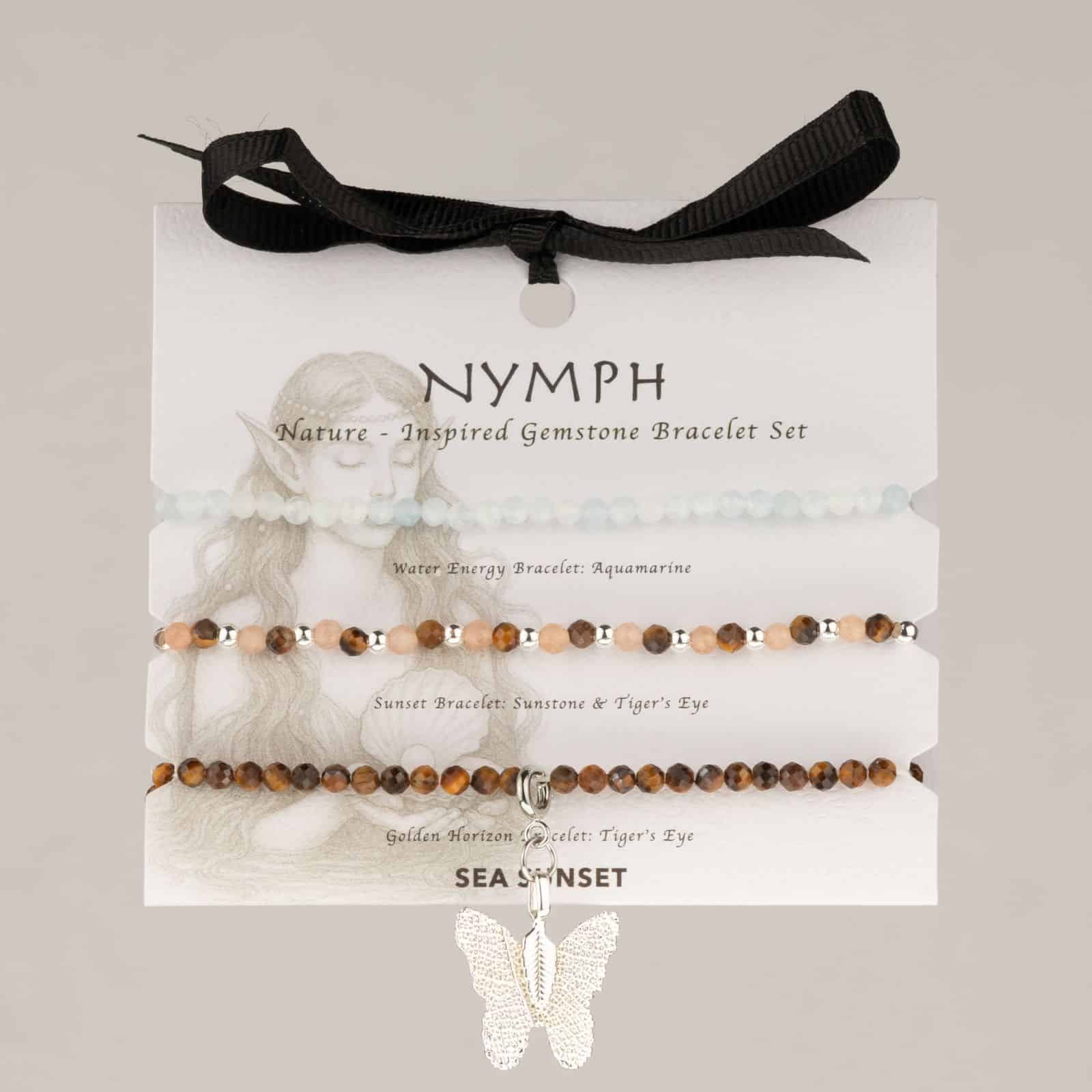 Conjunto de pulseras de gemas Espíritu de ninfa - Atardecer en el mar