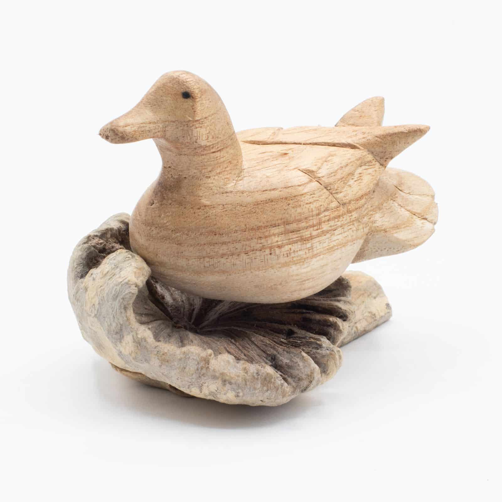 Talla de arte en madera parásita hecha a mano - Pato salvaje descansando - Imagen 3