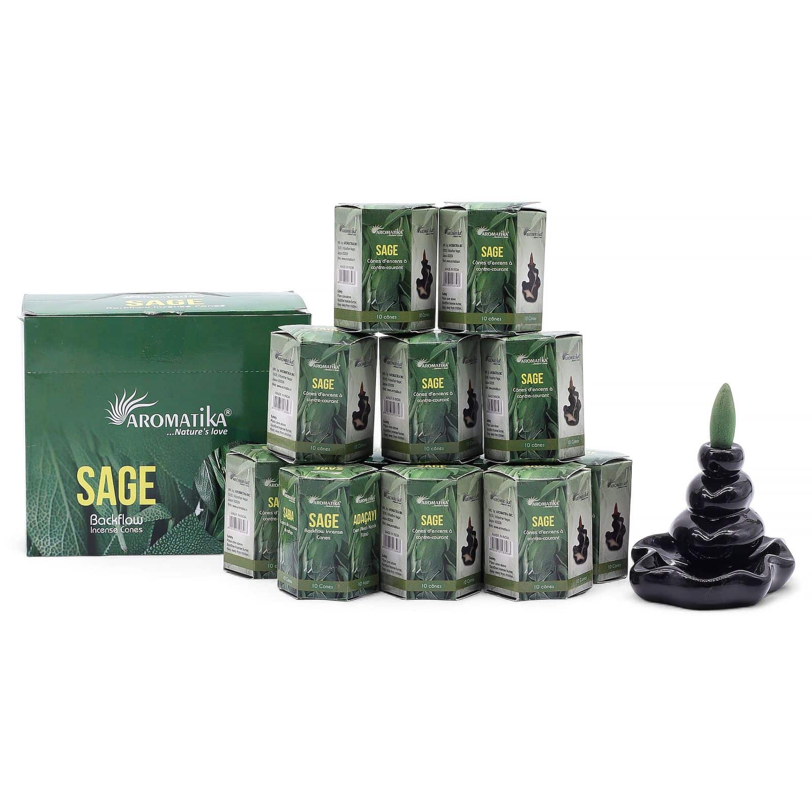 Paquete de 10 Inciensos Masala Backflow - Salvia
