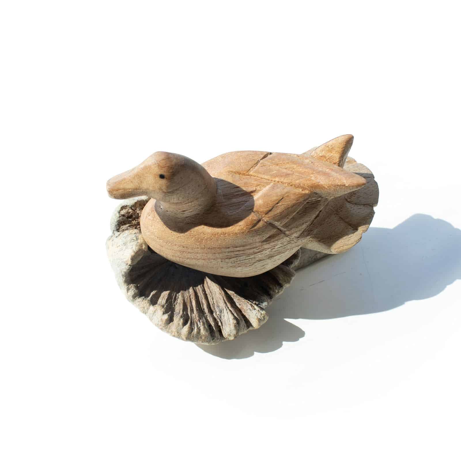 Talla de arte en madera parásita hecha a mano - Pato salvaje descansando - Imagen 5