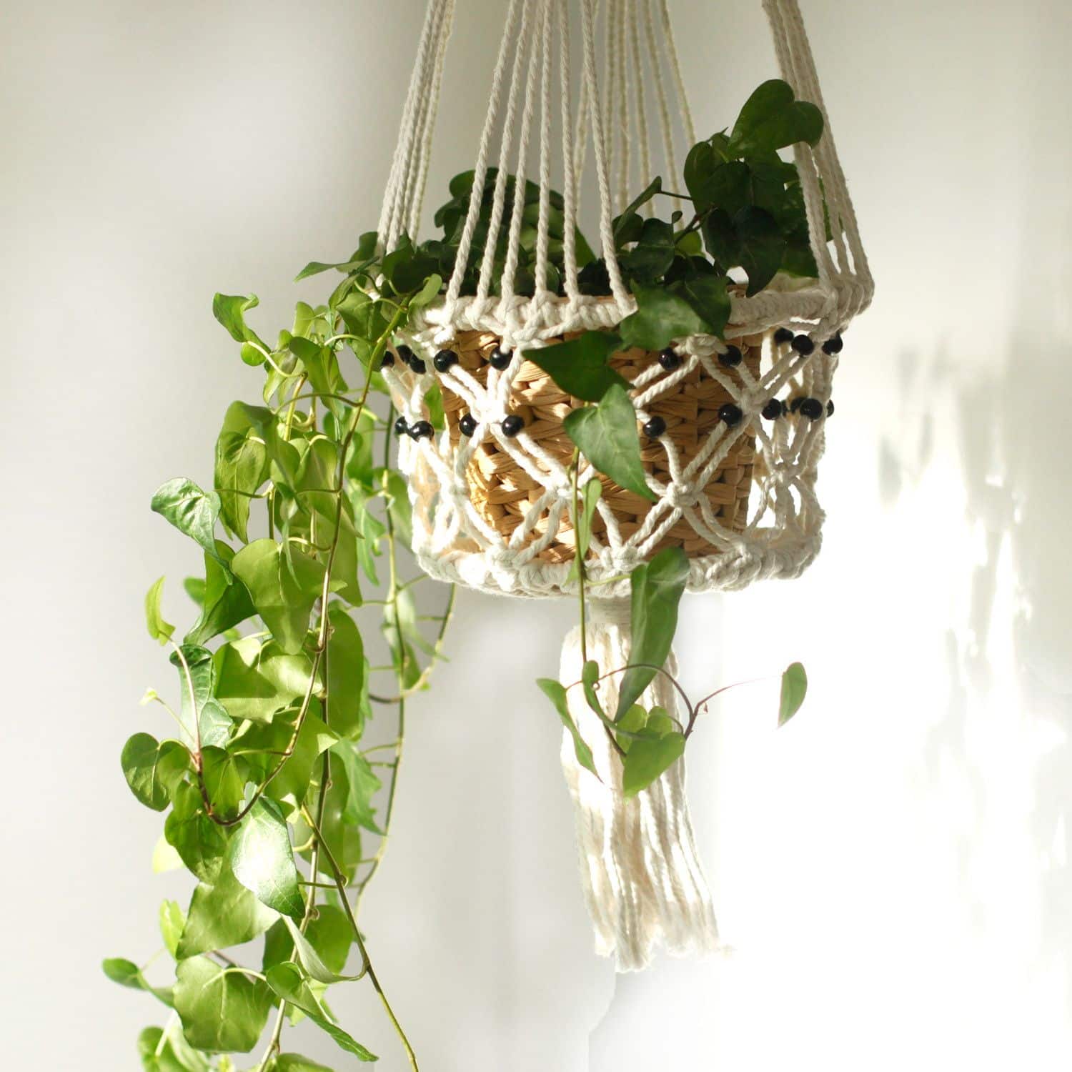 Macetero de Macrame - Gran con Cuentas - Imagen 9