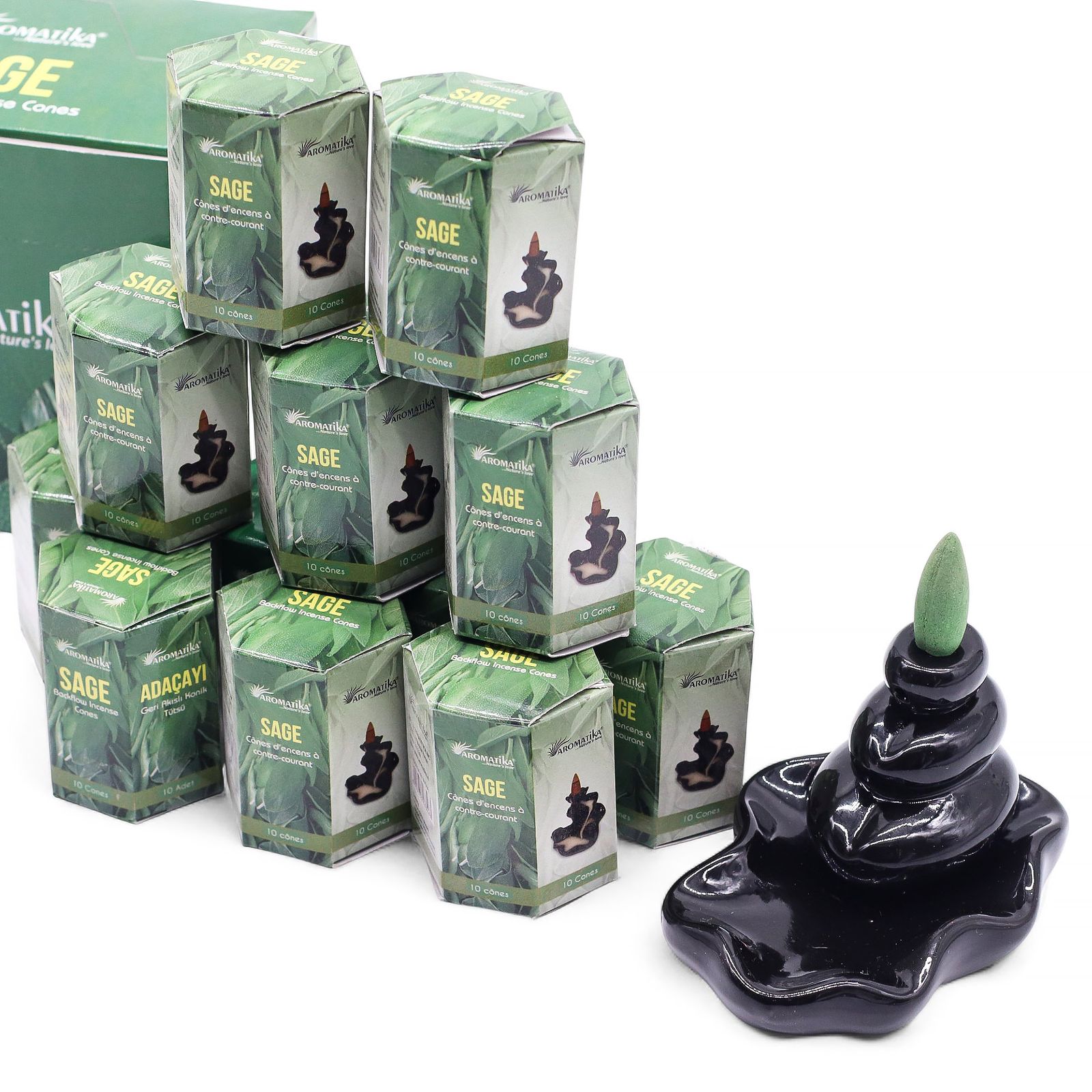 Paquete de 10 Inciensos Masala Backflow - Salvia - Imagen 3