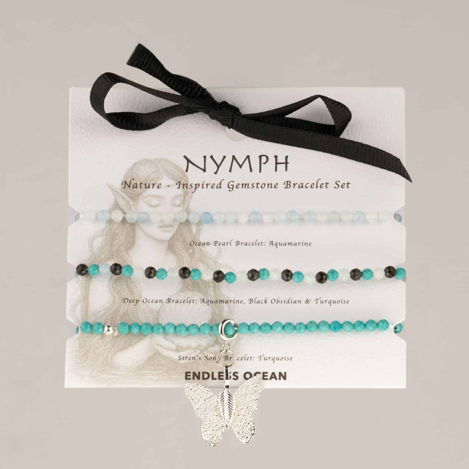 Conjunto de pulseras de gemas con Espíritu de Ninfa - Océano sin fin