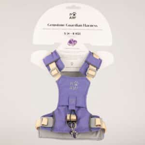 PAW - S (4-8 kg) Arnés de paso para perros Guardian con malla reflectante - Lavanda - Colgante de amatista