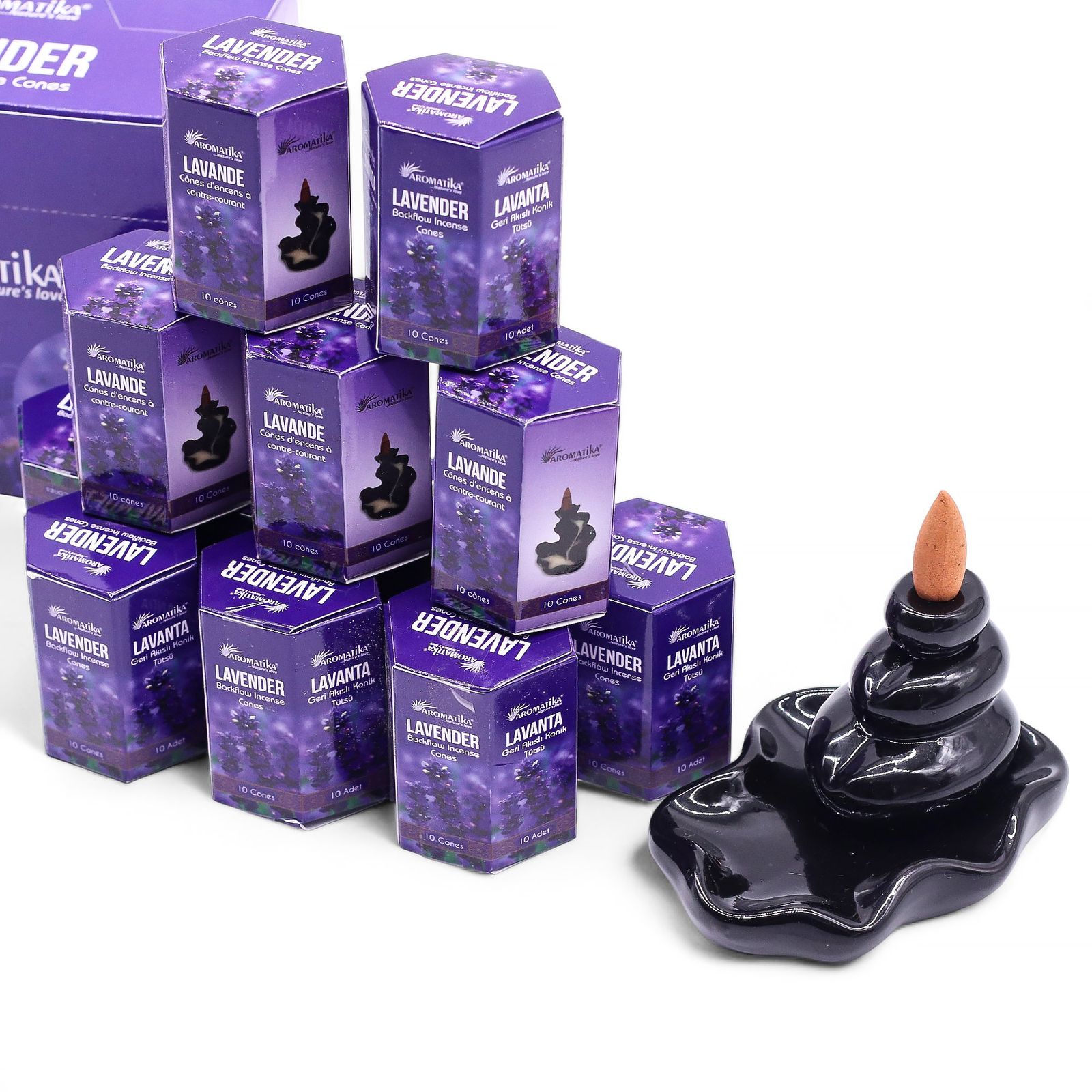 Paquete de 10 incienso Masala Backflow - Lavanda - Imagen 2