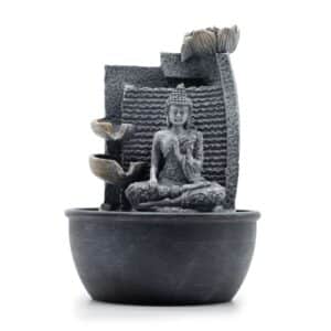 Fuente de agua de mesa - 19x19x28cm - Buda, macetas en cascada con flor de loto