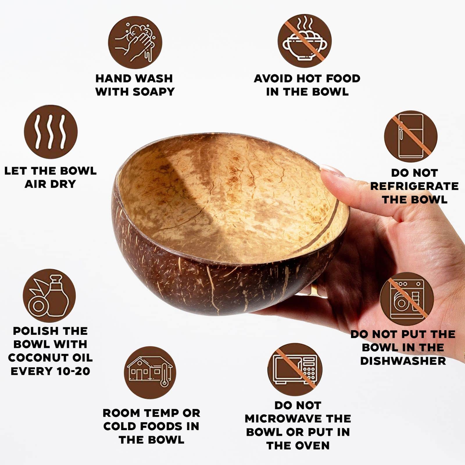 Pequeño tazón de coco natural con soporte - Imagen 5