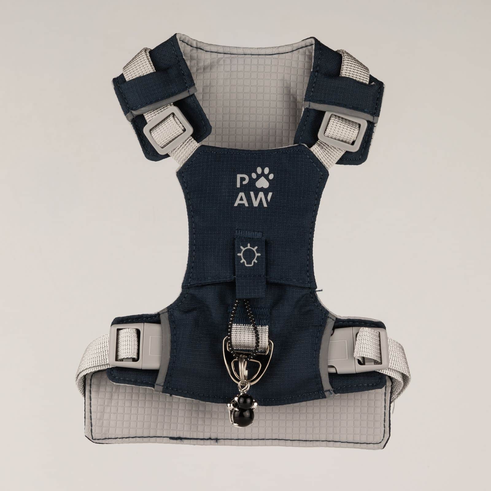 PAW - S (4-8 kg) Arnés de paso para perros Guardian con malla reflectante - Gris roca - Colgante de obsidiana negra - Imagen 7
