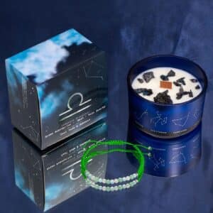 Vela de Cristal del Zodiaco con Pulsera de Piedras Preciosas - Libra